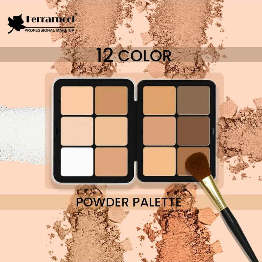 Ferrarucci 12 Color Powder Contour Palette