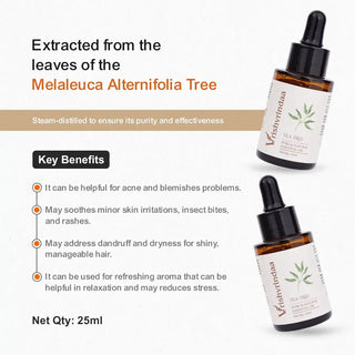 Vrishvrindaa Tea Tree Oil – Clears Pimples & Clarifies Skin 25ml